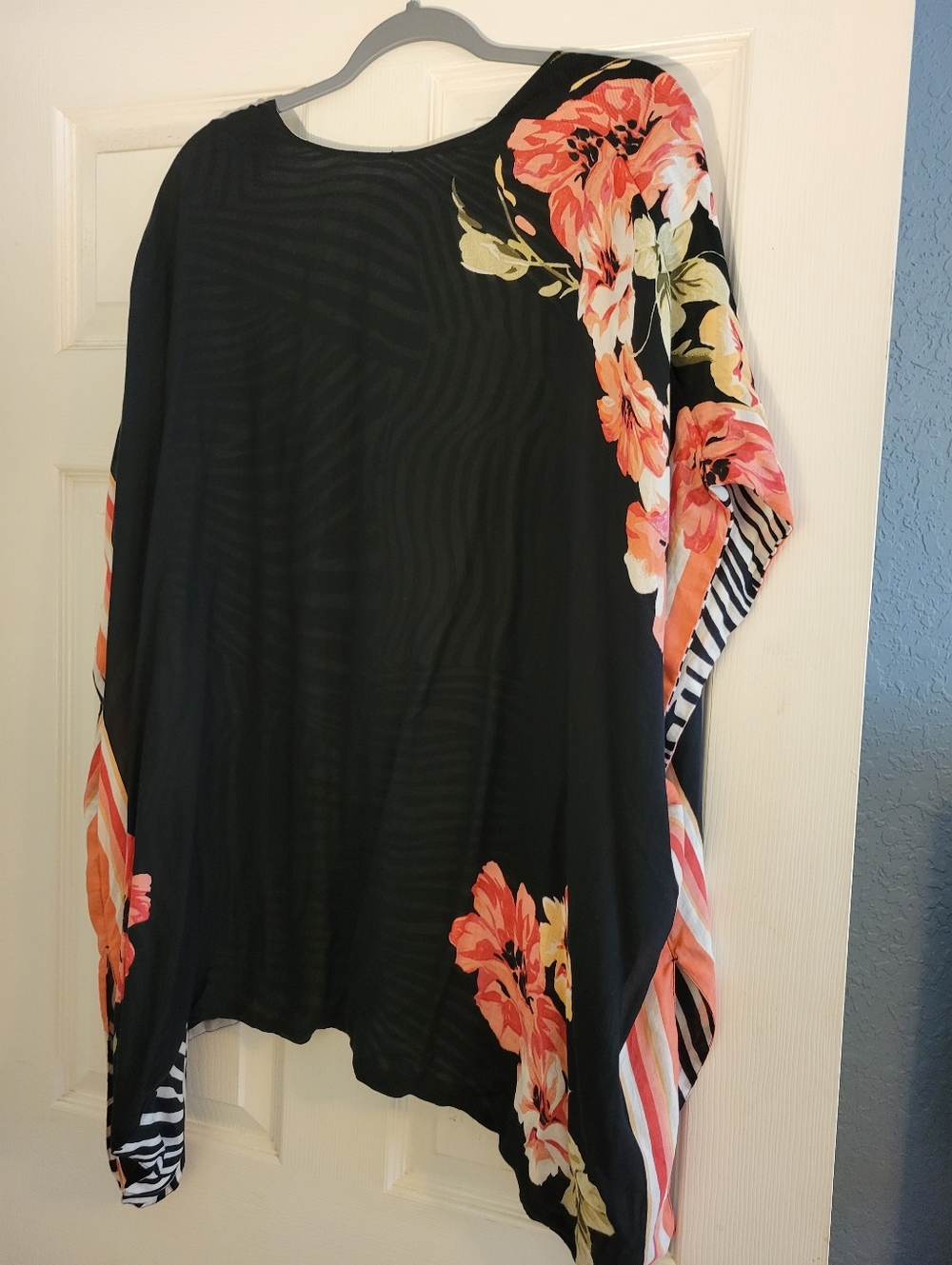 Chico's Black Zebra & Floral Swim Coverup with Coral Accents - Picture 7 of 10